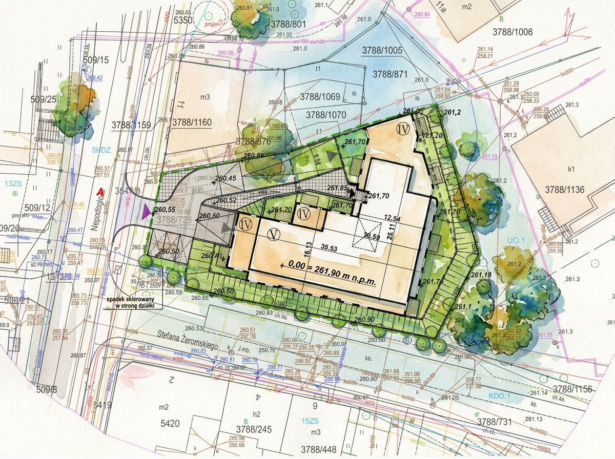 Budynek wielorodzinny, Czechowice-Dziedzice — plan zagospodarowania terenu